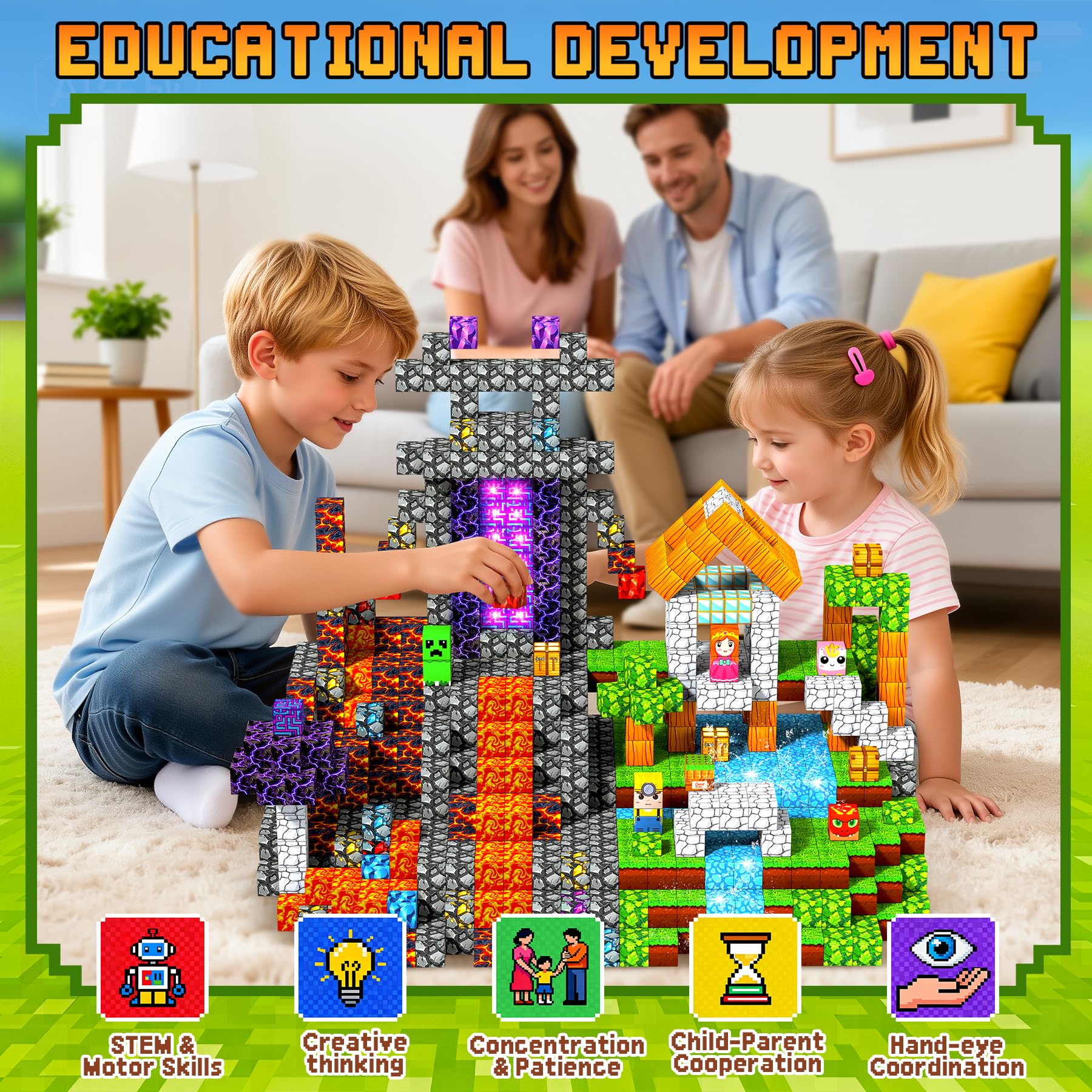 LUVTOY Costruzioni Magnetiche per Bambini - 150 Pezzi Costruzioni cubi magnetici per Bambini - Giochi blocchi Magnetici per Bambino 3 4 5 6 7 8 9 10 Anni - Pasqua Regali di Compleanno 3-10 Anni Natale