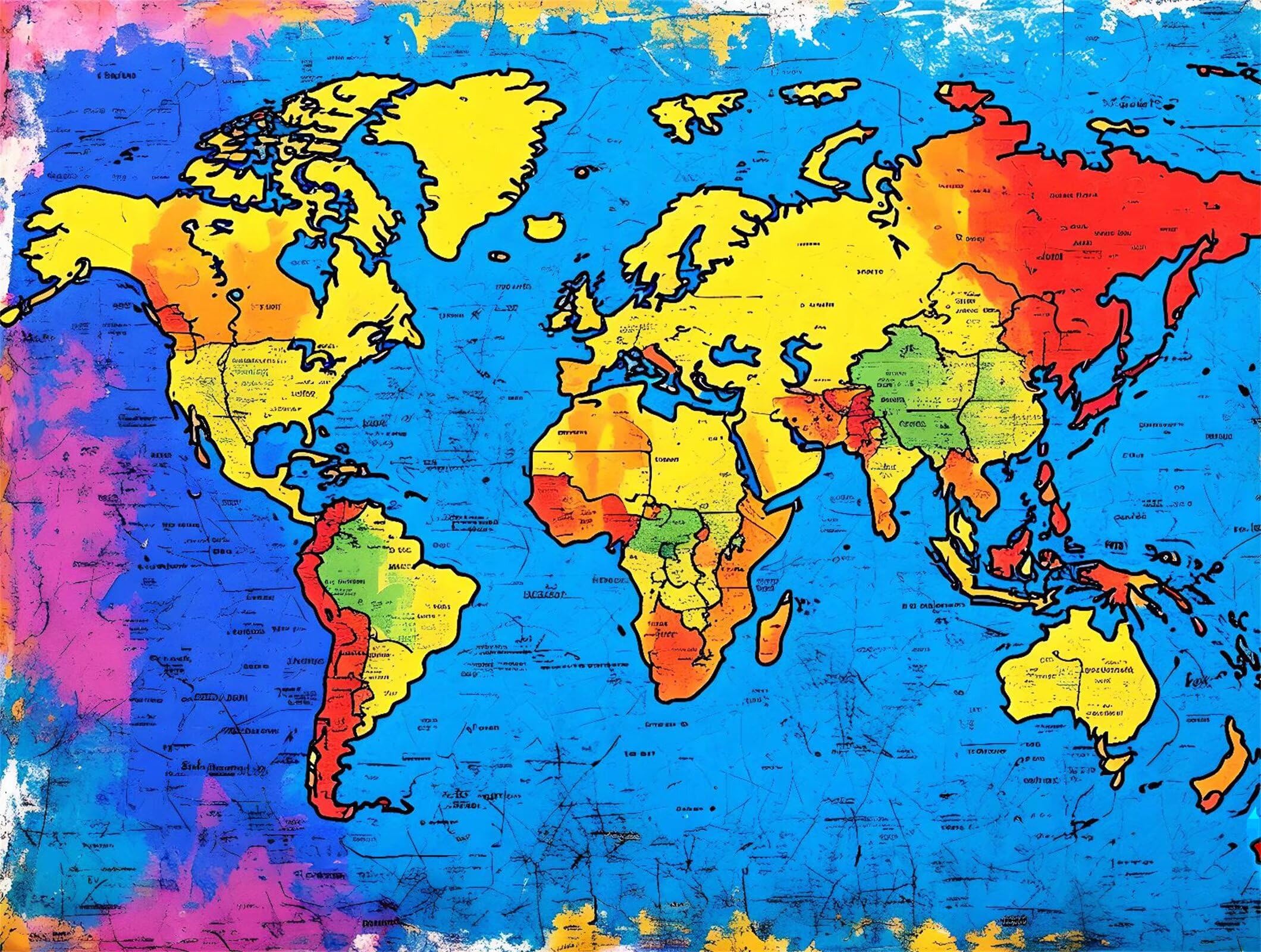Kolorowa mapa świata do malowania według numerów, dla dorosłych i początkujących, zestawy do malowania według numerów, na płótnie, DIY, kolorowe farby olejne, prosta dekoracja ścienna do domu, 100 x