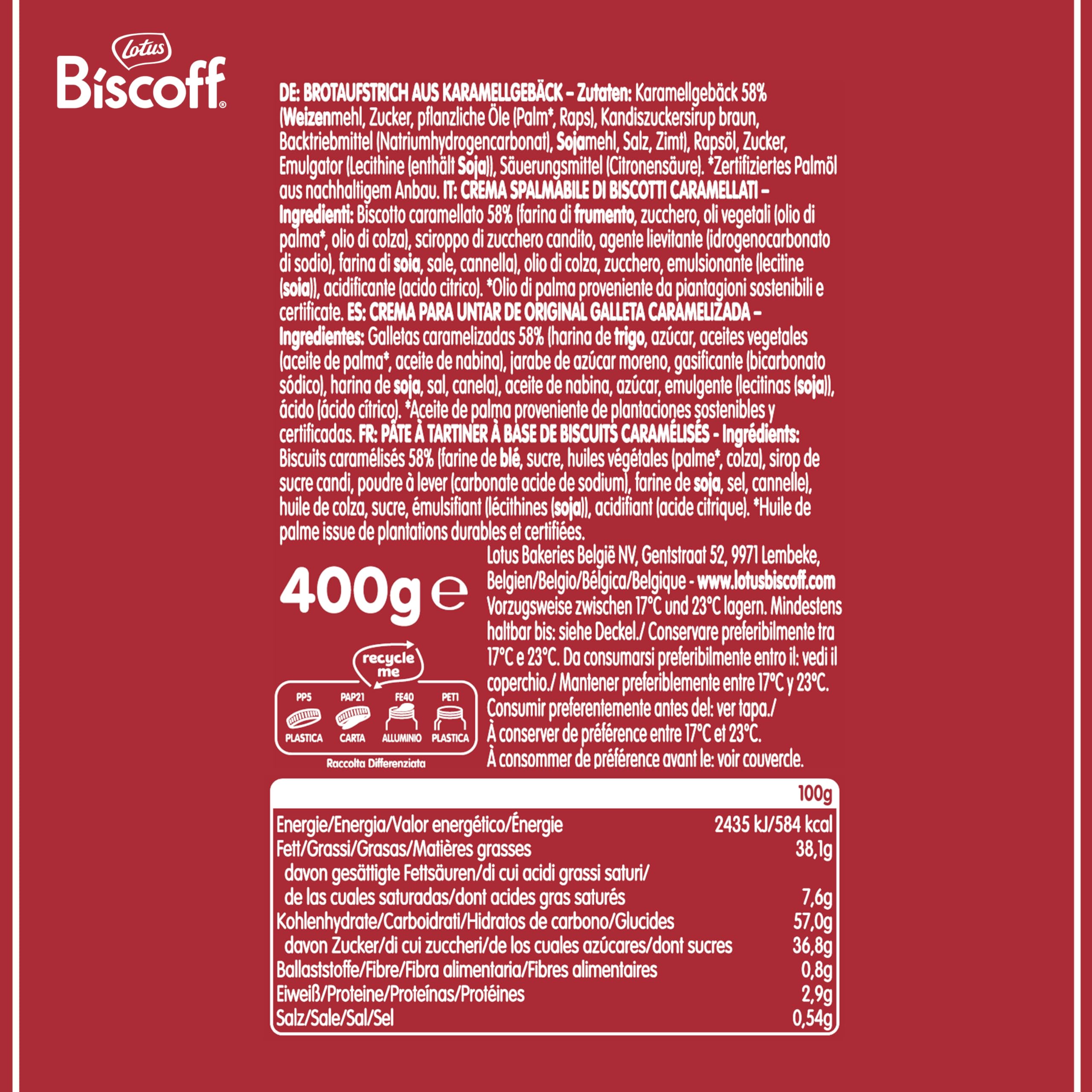 Lotus Biscoff | Crema para Untar | Original | Sabor Original Caramelizado | Vegano | Sin Aromas ni Colorantes Artificiales | Tarro PET | 400g