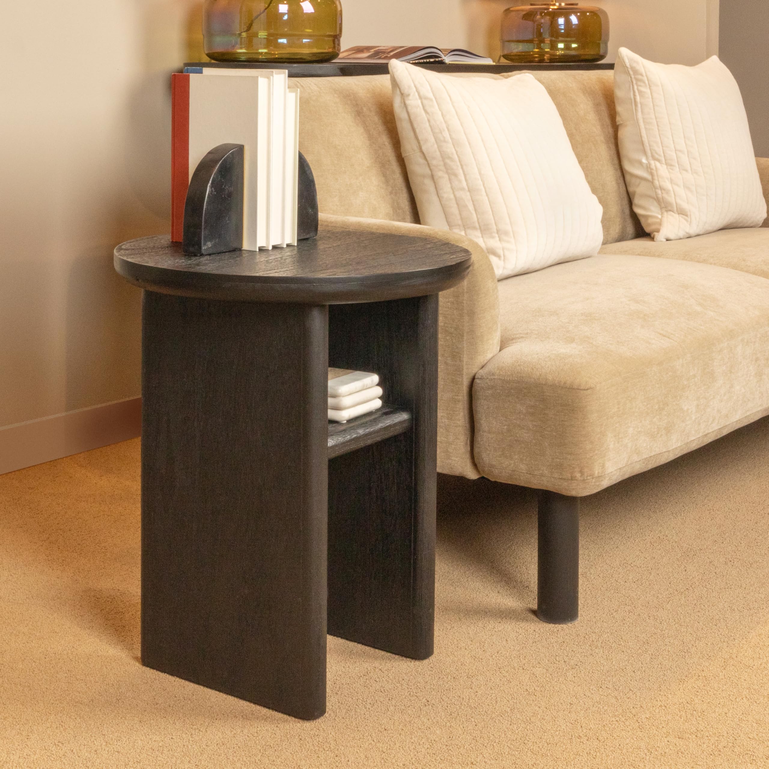 Creative Co-Op Sturdy Firwood Side Table, Black