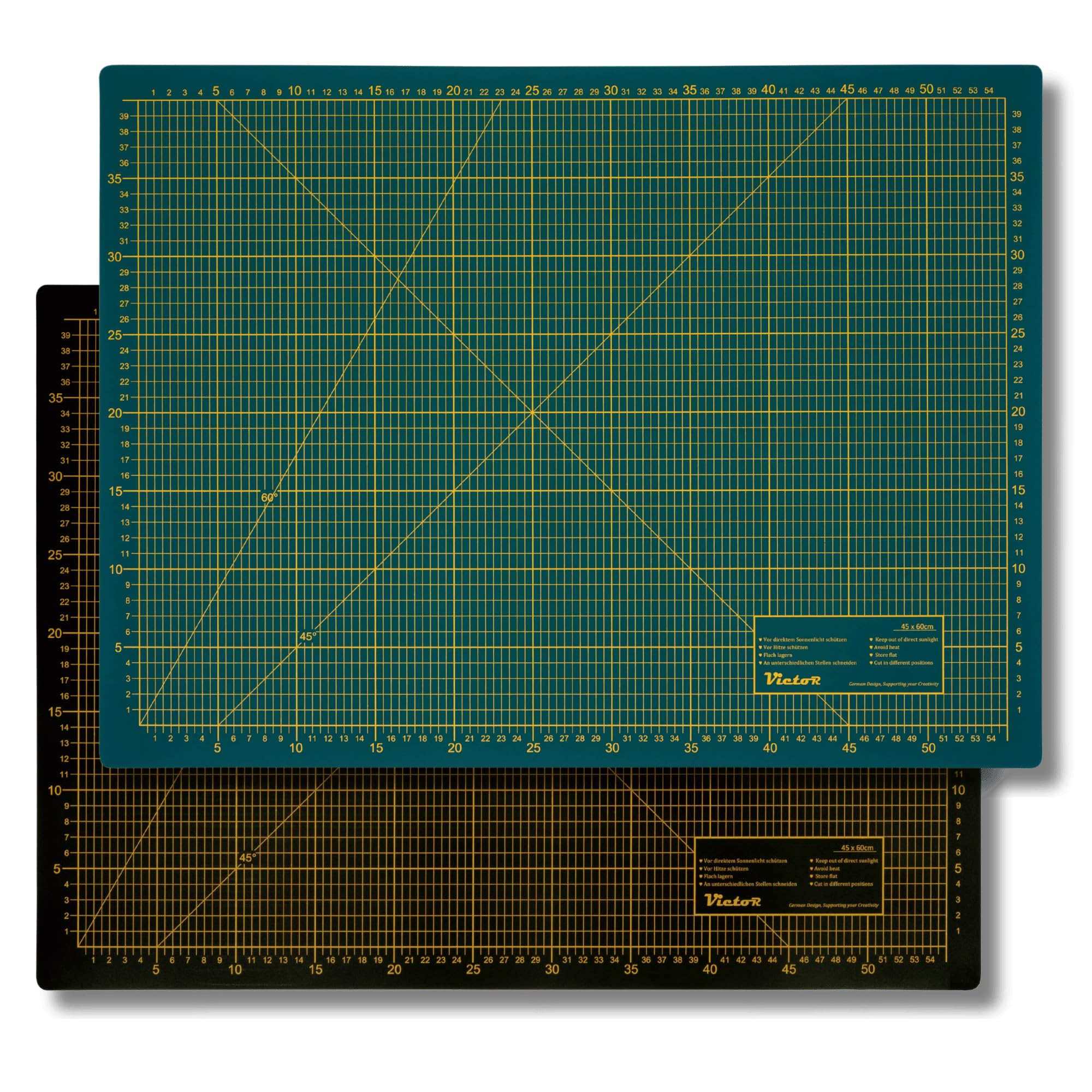 Victor Schneidematte grün schwarz 45x60cm 3-lagig Schneidematte A2 selbstheilend - Bastelunterlage - Schneideunterlage - Schnittmatte - Schreibtischunterlage - Unterlage Schreibtisch Nähen