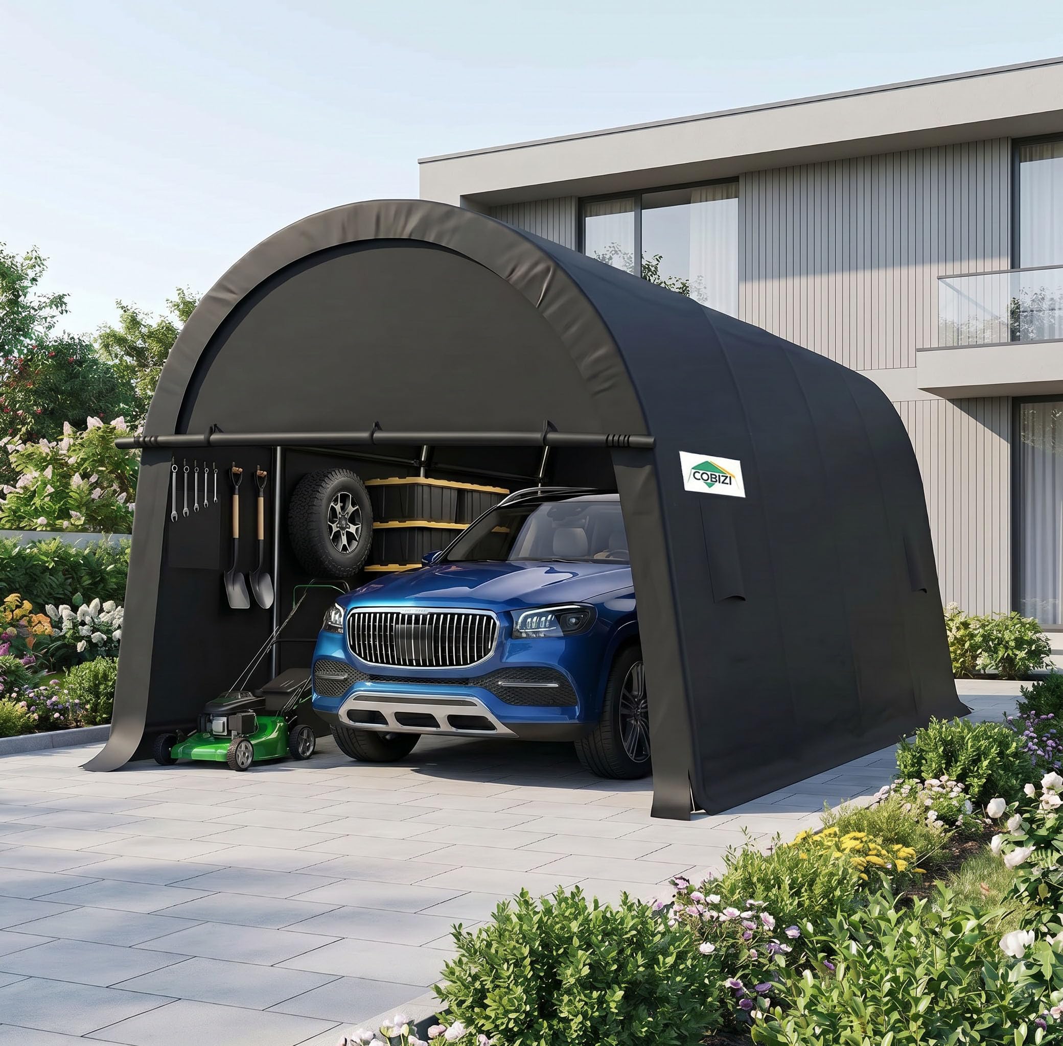 Photo 1 of COBIZI Carport Canopy 12x20 Heavy Duty Portable Garage, All-Season Portable Car Ports & Outdoor Storage Shed, Galvanized Frame Vehicle Shelter with Removable Doors and Vents