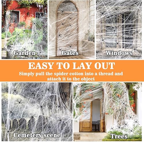 Miniatura 3 de MAQIHAN Telarañas de 950 pies cuadrados, decoraciones de Halloween, telarañas de Halloween, decoraciones de Halloween, decoración de telaraña con 40