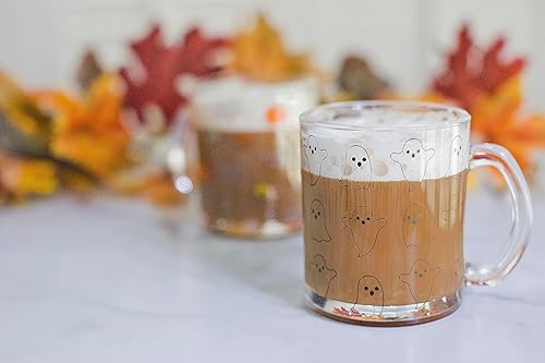 Miniatura 4 de Pearhead Taza de cristal de fantasma, decoración del hogar de Halloween, taza de vidrio para café y té, accesorios de otoño, taza de temporada de 12
