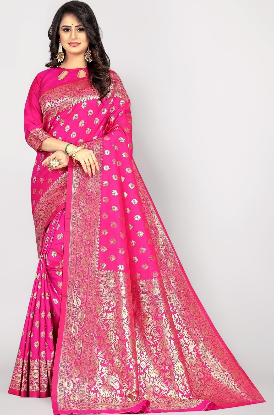 Sugathari Women's Banarasi Saree Pure Kanjivaram Silk Saree Soft new ladies 2023 Design Wear Pattu Sarees Latest Cotton Party Sari collections With Blouse Piece for Wedding sadi (PARI S-1 MAROON)