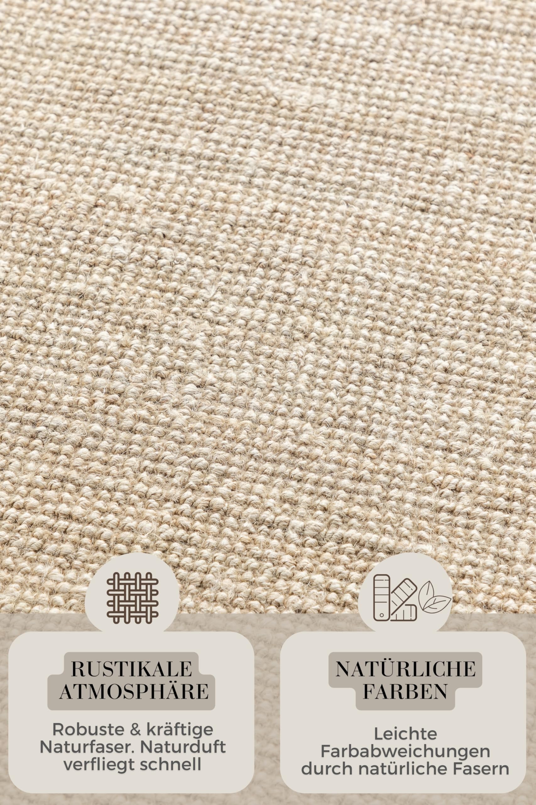 Hanse Home Jute Teppich – Natur Wohnzimmerteppich aus 100% Jute - Handgewebt & Natürlich – Boho Naturfaser Juteteppich für Wohnzimmer – Bild 3