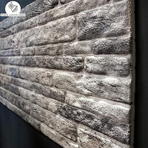 Miniatura 7 de Dundee Deco Paneles de pared 3D efecto ladrillo  Revestimiento gris claro con aspecto de piedra para pared, espuma de poliestireno, muestra, tamaño