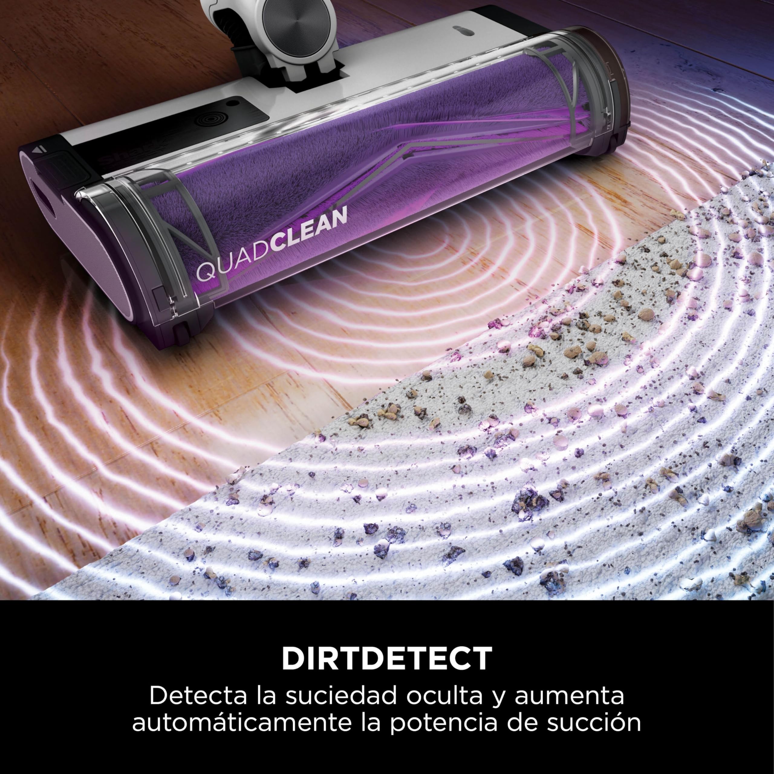 Shark Detect Clean & Empty, Aspiradora sin Cable y sin Bolsa, IW3613EUT | Tecnología Dirt Detect y Base de Autovaciado de 2L, 60 Min. Autonomía, Anti Hair Wrap y Boquilla Estrecha y Cepillo, Blanco