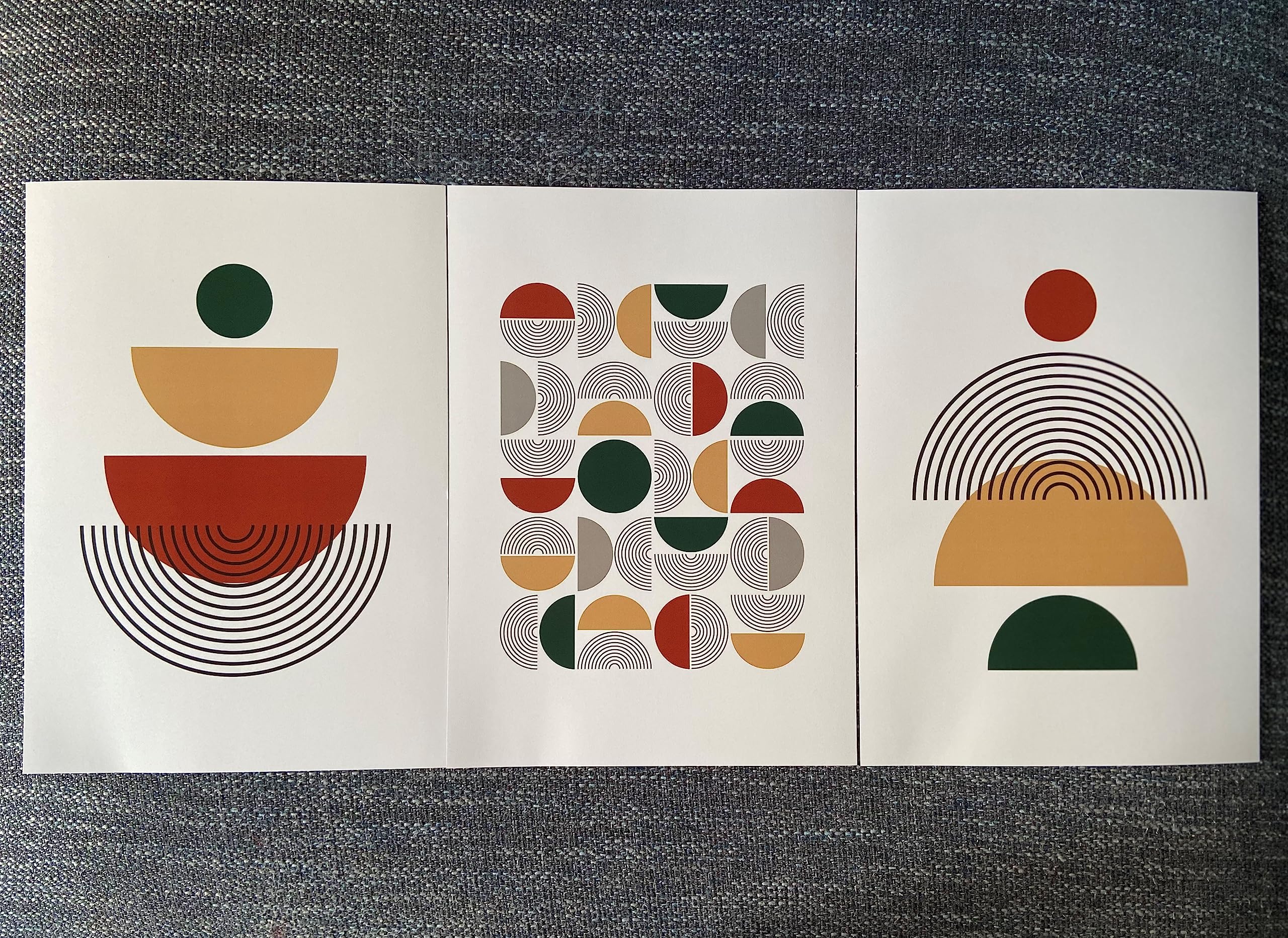 Eviepops Prints Autumnal Geometric Set of 3 Unframed Wall Print, Abstract Geometric Shapes, Home Decor - Image 2