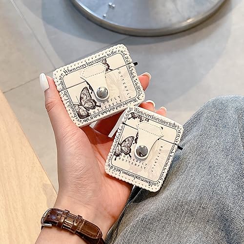Miniatura 4 de Compatible con AirPods Pro de 2 generación 2022, funda de cuero con patrón de mariposa blanca y negra, accesorios para AirPods Pro de 2 generación