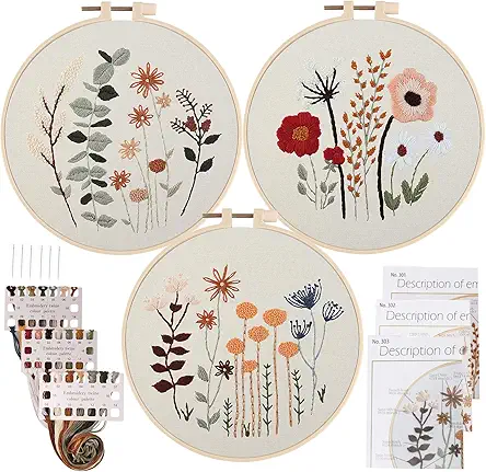Uphome 3 Pack Embroidery Starter Kit for Beginners...