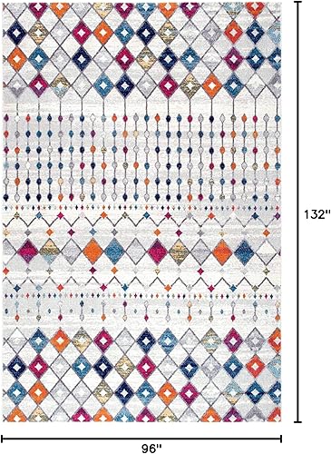 Miniatura 7 de nuLOOM - Alfombra marroquí Blythe Area 6 pies 7 pulgadas x 9 pies grisblanco roto