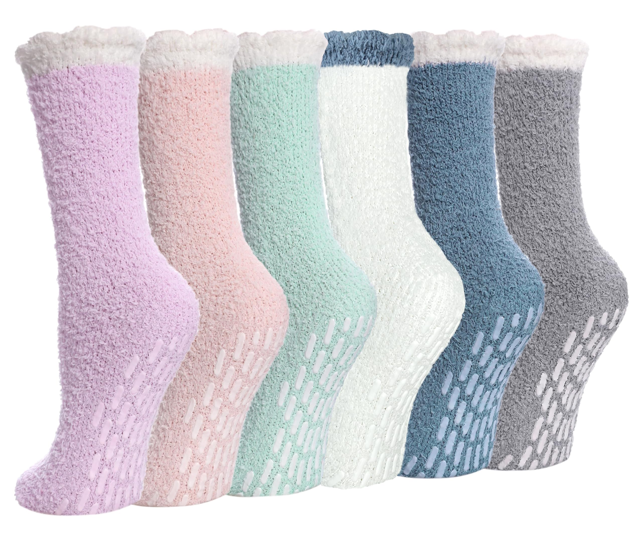 Ginmewrae Women Fuzzy Socks Cozy Soft Fluffy Cute Animal Slipper Socks Sleeping Warm Socks Christmas Gift for Girls: E 6 Pairs Mix Patchwork