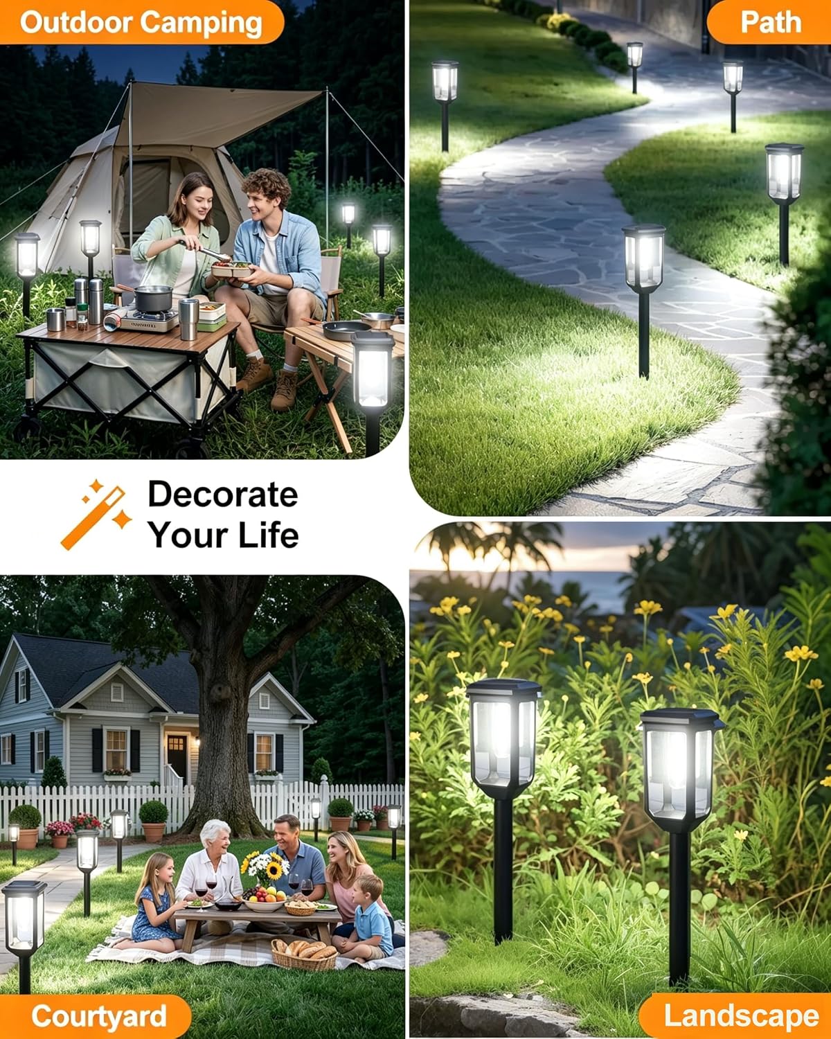 Tenmiro Solar Pathway Lights Outdoor 8 Pack LED Solar Powered Garden Lights Waterproof IP65 Outdoor Light for Yard Lawn Patio Path Walkway Driveway Decor 6500K