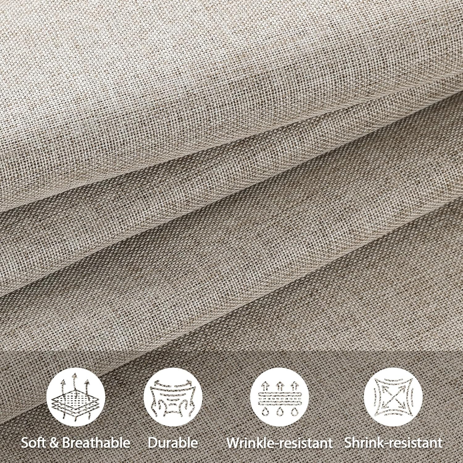 Faux Linen Fabric 58" Wide 1mm Thick Upholstery Fabric 5 Yards 58x180 Inch