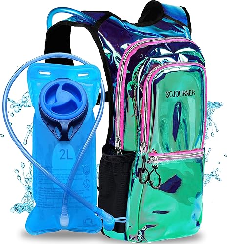 SoJourner Bags, Rave Hydration Pack - Bolsa de agua de 2L incluida, para festivales, raves, senderismo, ciclismo, fiestas, escalada, carrera y más
