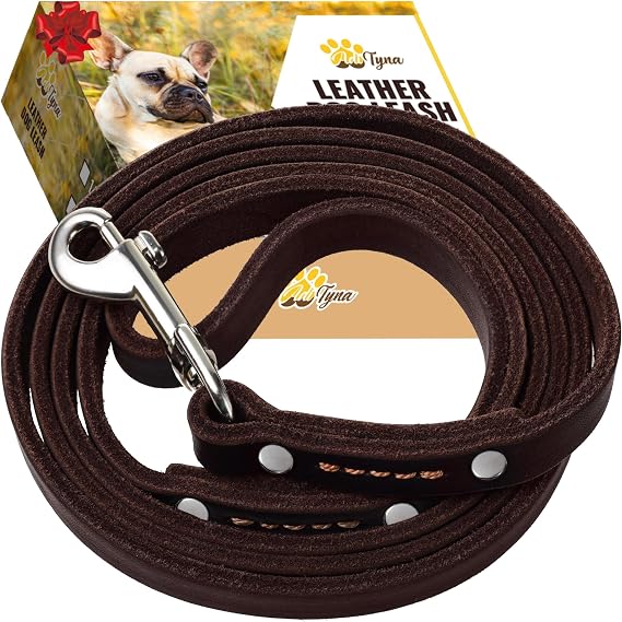 ADITYNA - Premium Leather Dog Leash - 6 ft, Heavy-Duty, Soft & Strong for Small/Medium Dogs - Perfect for Walking, Training, Hiking, and Running (Small: 6 ft x 1/2, Brown)