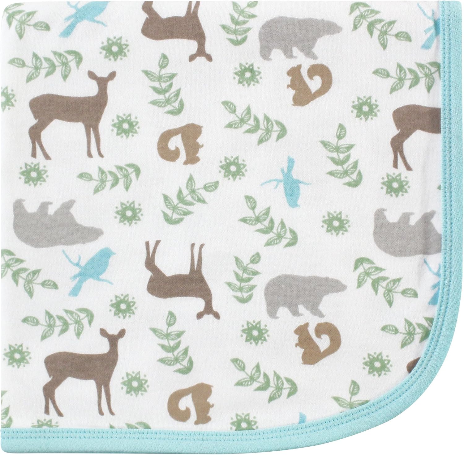 Touched by Nature Unisex Baby Organic Cotton Swaddle, Receiving and Multi-purpose Blanket, Forest, One Size