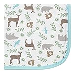 Touched by Nature Unisex Baby Organic Cotton Swaddle, Receiving and Multi-purpose Blanket, Forest, One Size