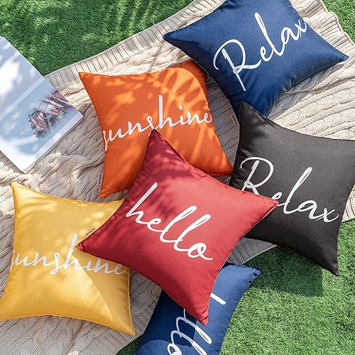 Miniatura 6 de MIULEE Juego de 2 fundas de almohada impermeables para exteriores, fundas de almohada cuadradas decorativas para exteriores, para silla, patio,