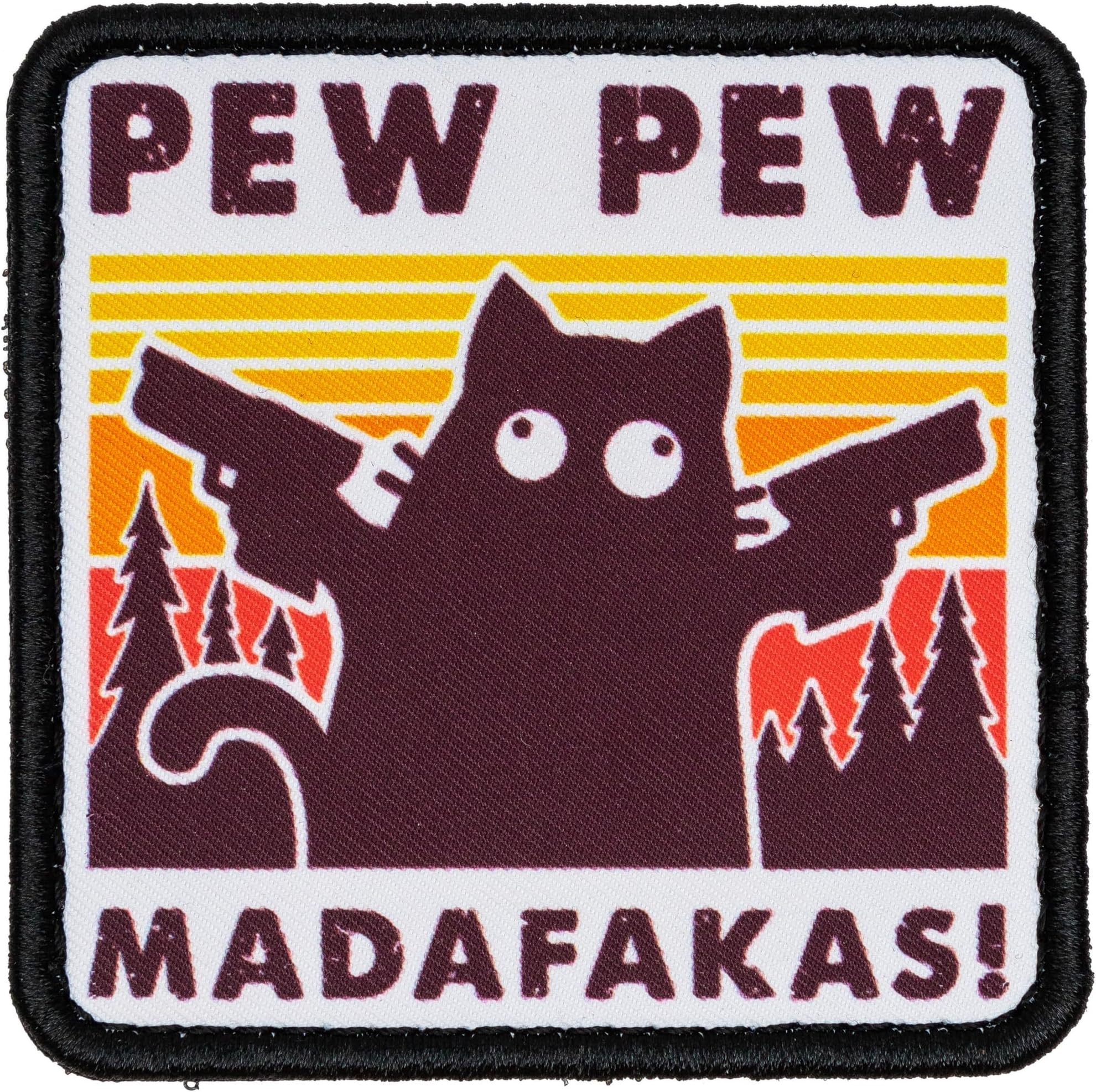 SHEVRONS PEW PEW Madafakas Tactical Funny Morale Patch for Hats, Vests, Jeans, Backpacks, All Clothes, and Gear - Highly Durable and Incredibly Resistant to Fading and Tearing -Orange- 2.83 x 2.83 in