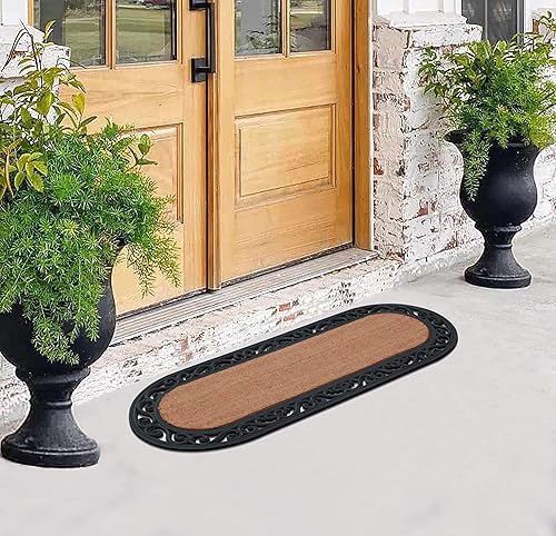 Miniatura 5 de A1 Home Collections Tapete grande de fibra de coco natural y goma de 18 x 48 pulgadas, tapete grueso y duradero para entrada en interiores y