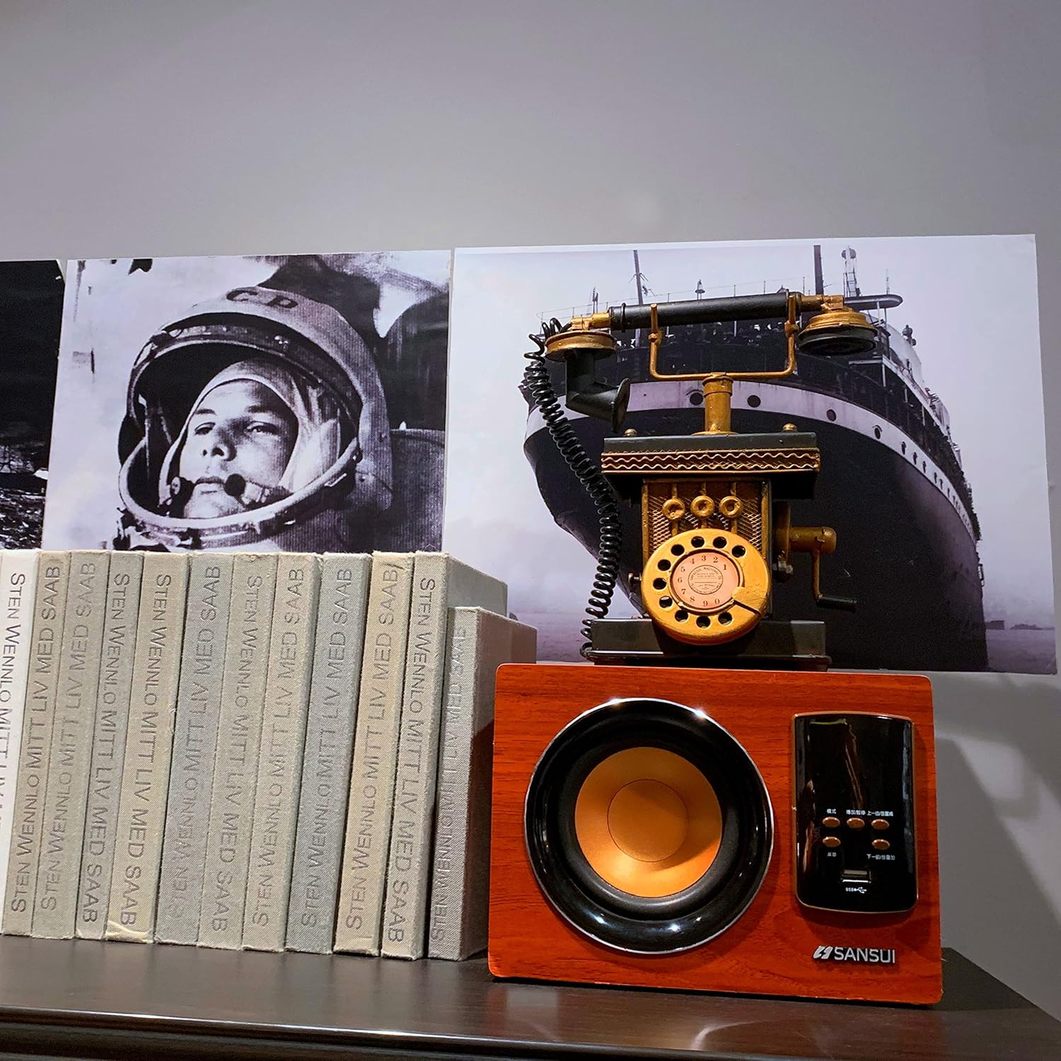 Creative Retro Decorative Phone Model Telephone Coin Bank Money Saving Antique Phone Figurine Cafe Bar Window Decor Model Home Desk Decoration