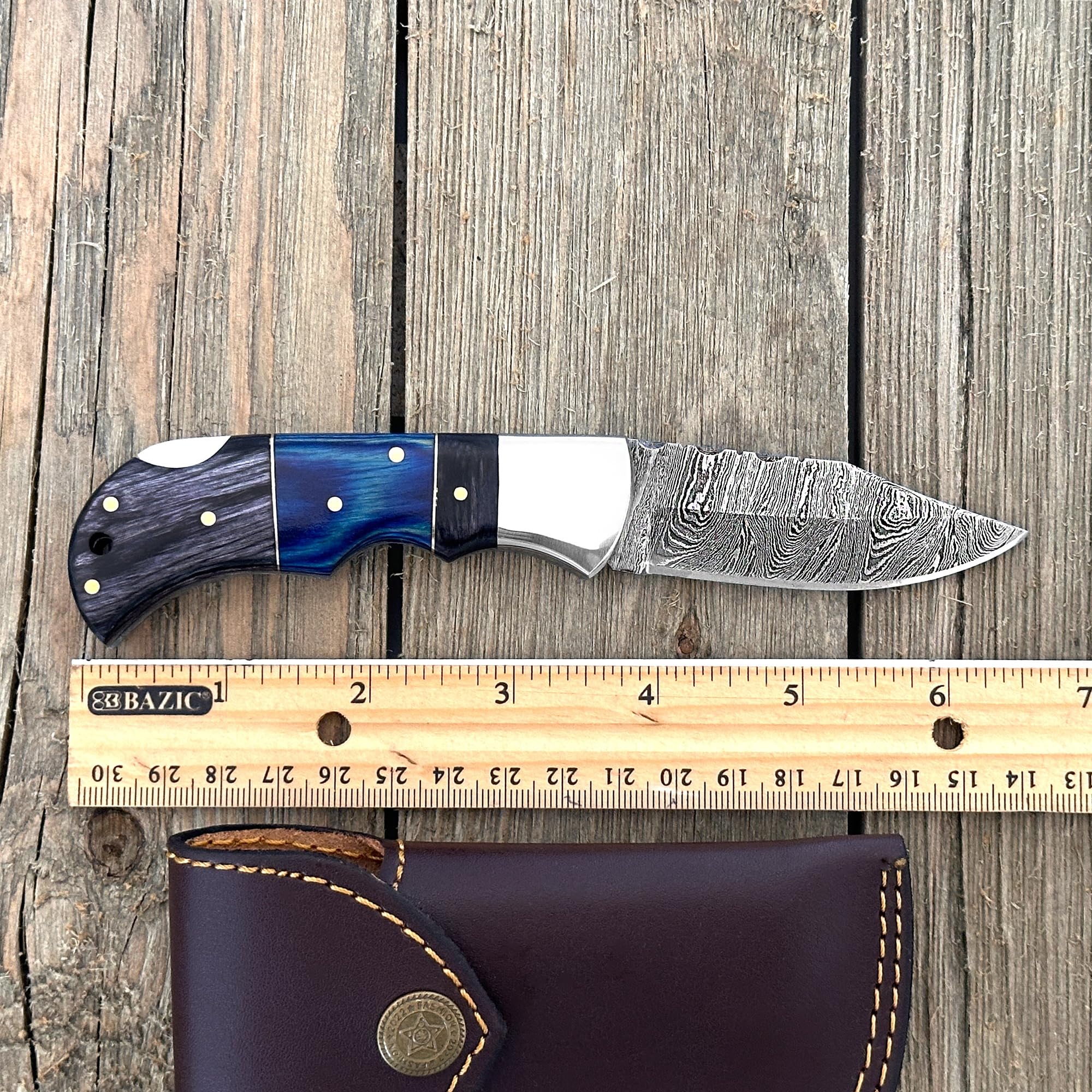 WINTERFELL Damascus Steel Pocket Folding Knife Handmade