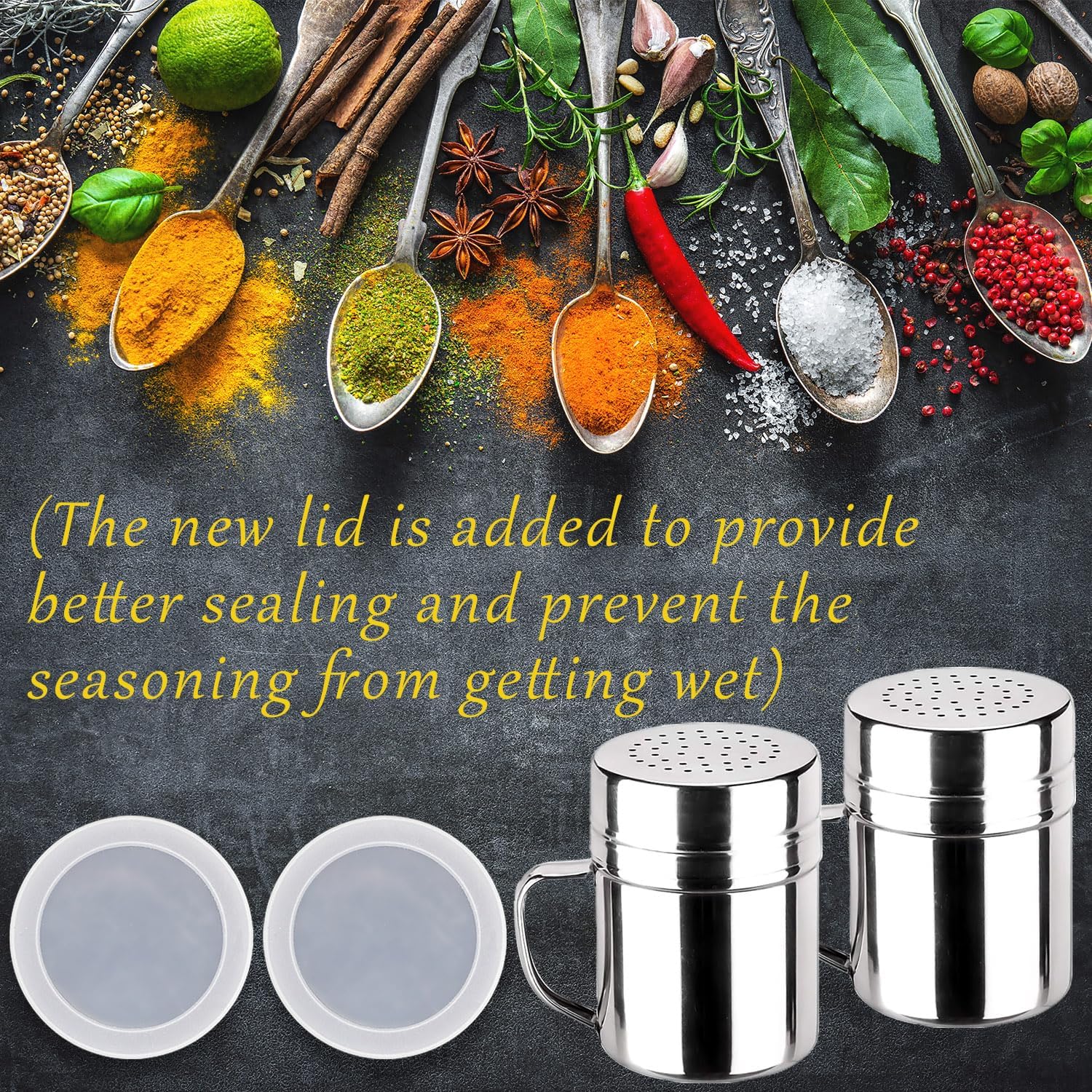 Mauts-inus 2 Pcs Powdered Sugar Shaker Duster， Suitable for sugar powder, cinnamon, cocoa, pepper, coffee powder, salt