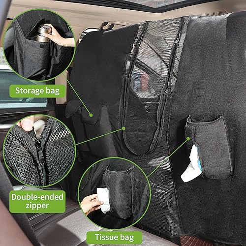 Miniatura 5 de Barrera de red para automóvil para SUV, barrera para mascotas con cuerda ajustable y bolsa de almacenamiento, barrera de valla para perros para