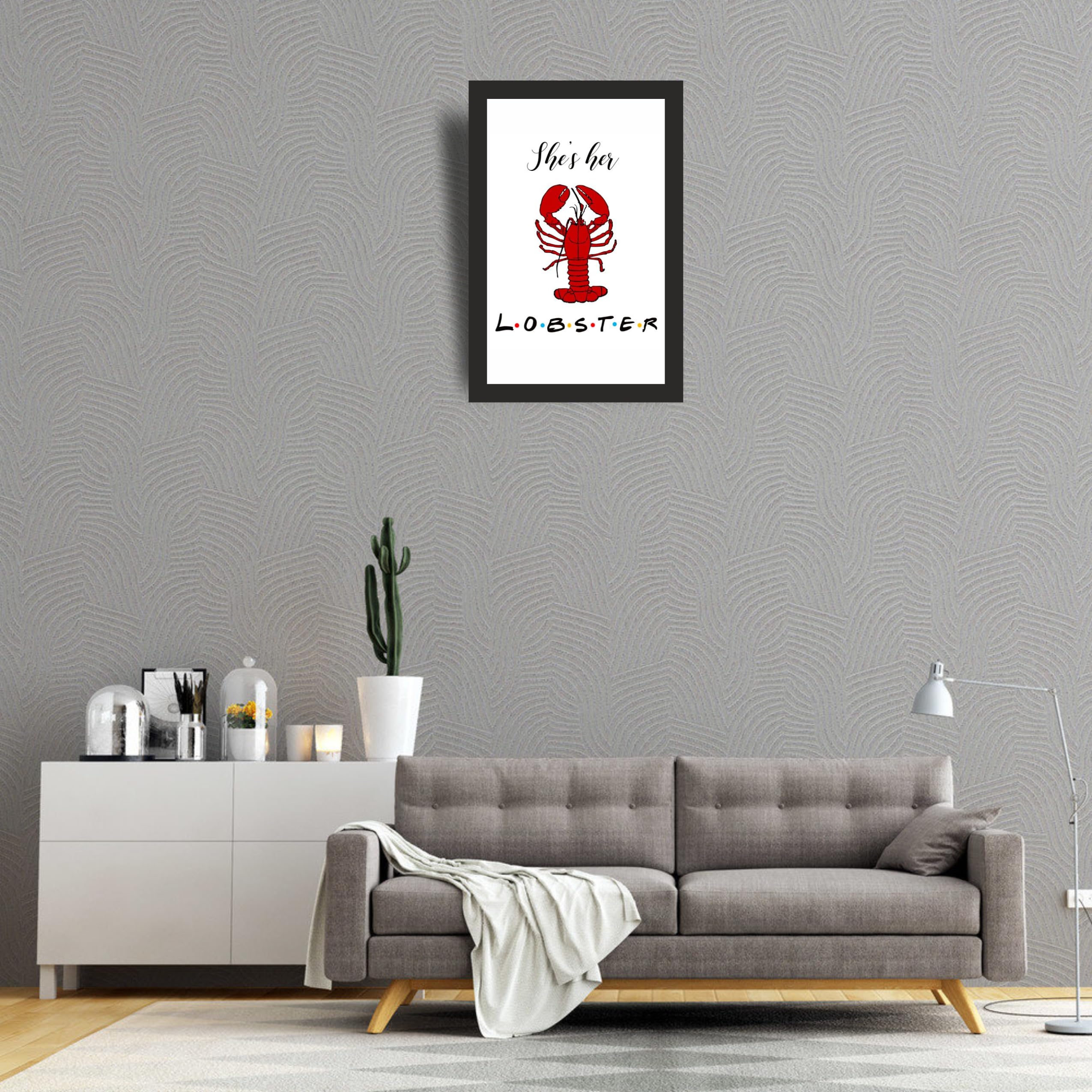 Friends She's Her Lobster Photo Frame A4 Black Wall Art