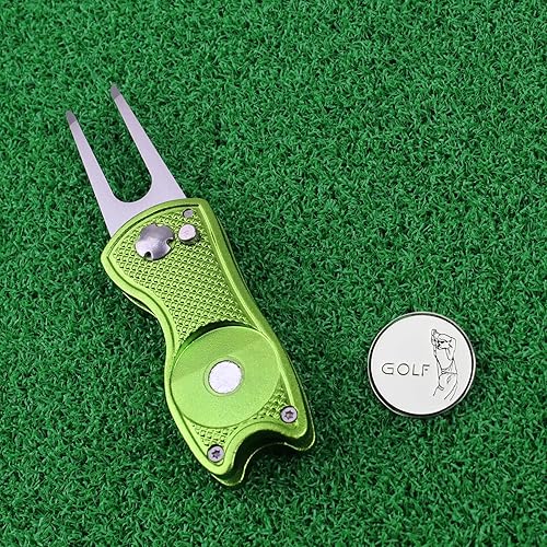 Miniatura 6 de Herramienta de reparación de golf Divot con 2 marcadores de bola+1 clip para sombrero Herramienta de golf Divot portátil -1 paquete