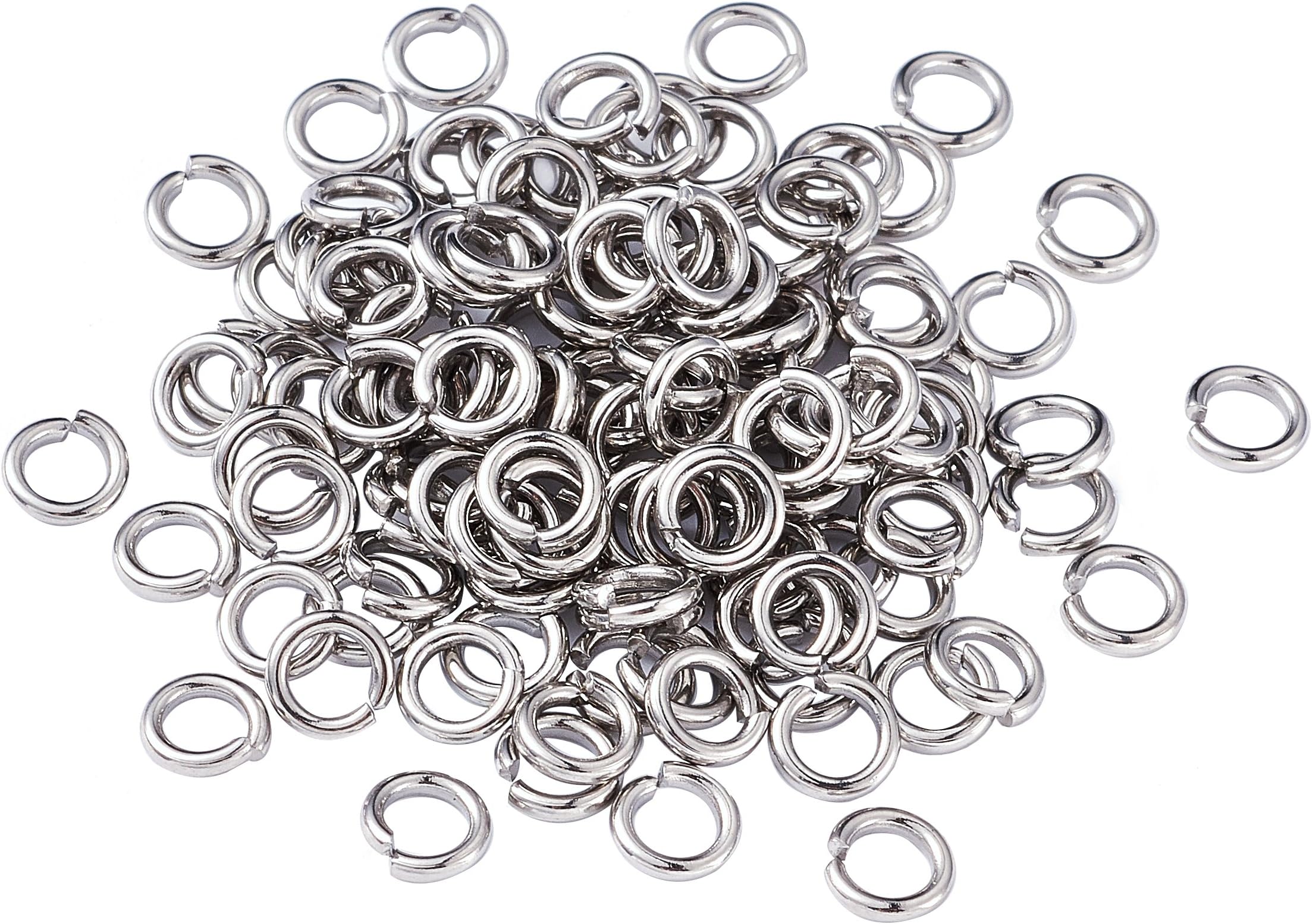 Kissity 2000Pcs 4mm Stainless Steel Open Jump Rings Connectors 0.8mm Thick Chainmail Making Jewelry Findings