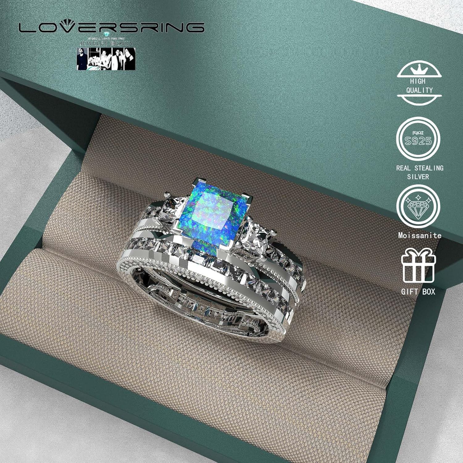 TWO RINGS Wedding Ring Sets His And Hers Promise Ring Couples Bridal Sets Women S925 Sterling Silver Moissanite Women Wedding Bands