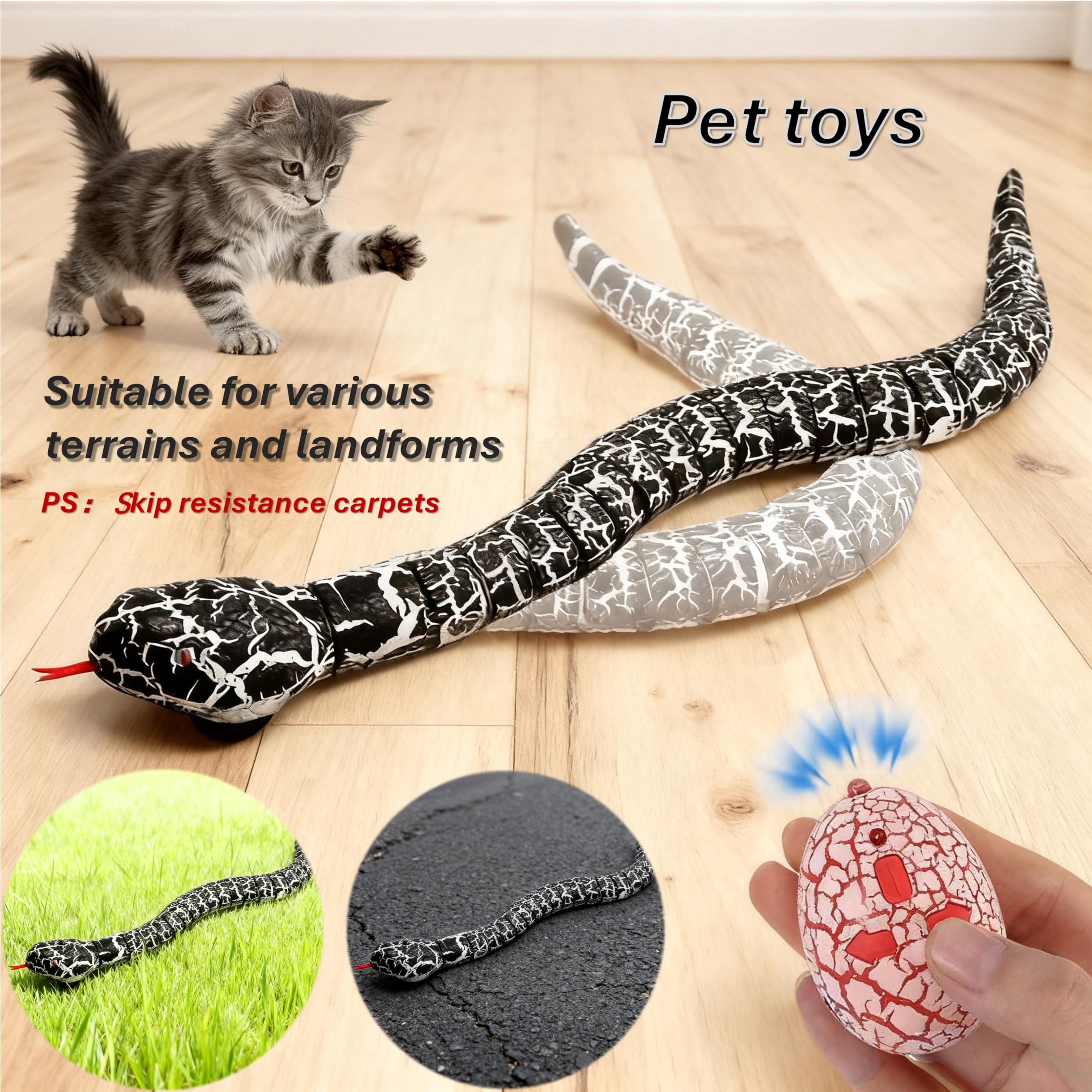 Whizant Remote Control Snake Toy for Kids (Black), 15-inch - Image 2