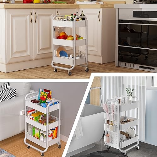 Miniatura 8 de Carro de almacenamiento enrrollable de 3 niveles con asa de utilidad.