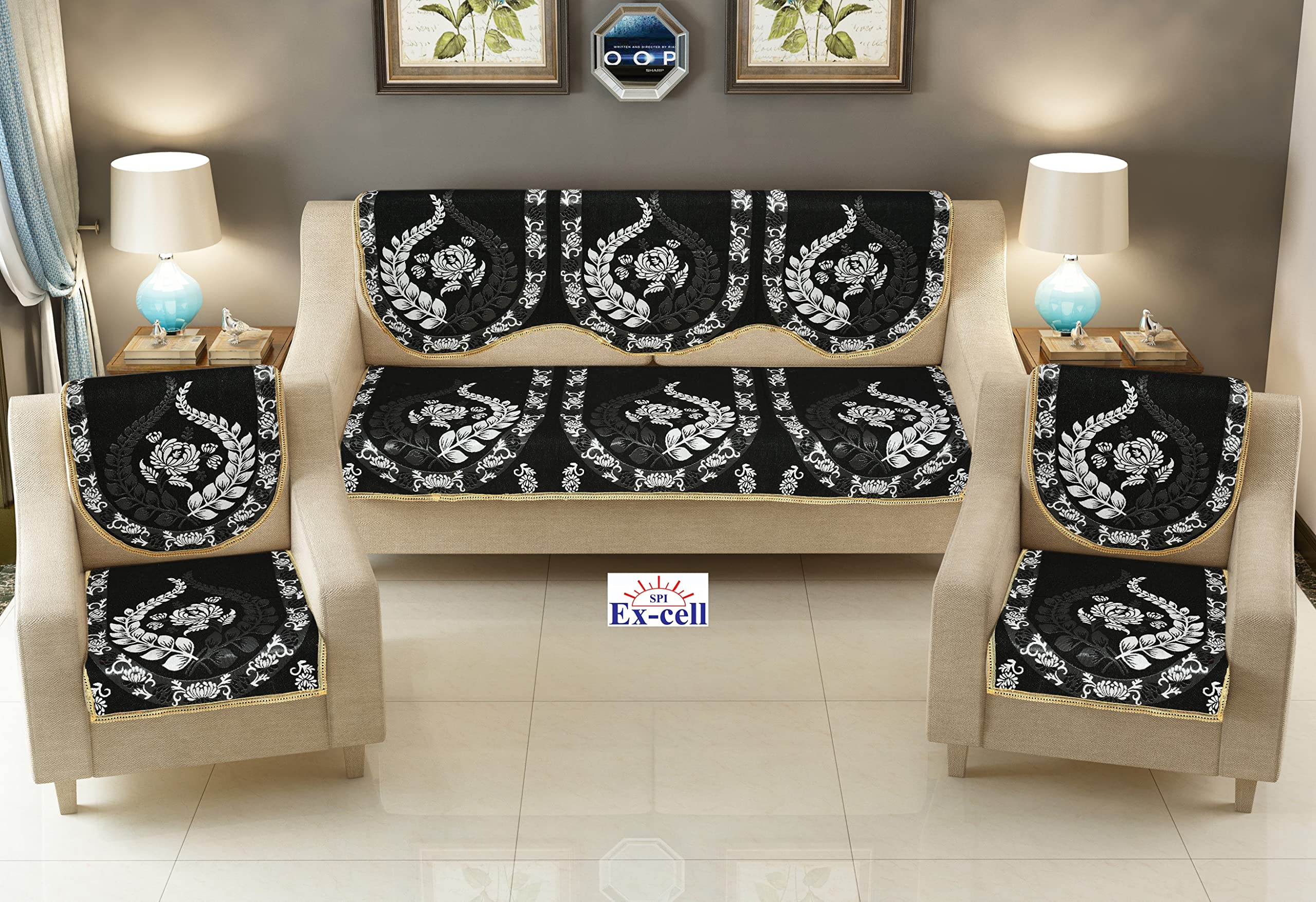 SPIEx-cell Excell loomtex Presents SK25 MAHROON Exclusive Royal Look Velvet Sofa Cover Set of Heavy Fabric 500 TC Floral Design 5 Seater Sofa Cover -| Set of 10 Piece | (B0BMQBVF3J) Amazon Price History, Amazon Price Tracker