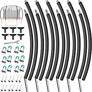 6PCS Trampoline Poles Replacement, Curved Enclosure Poles with 2 Setup Ways