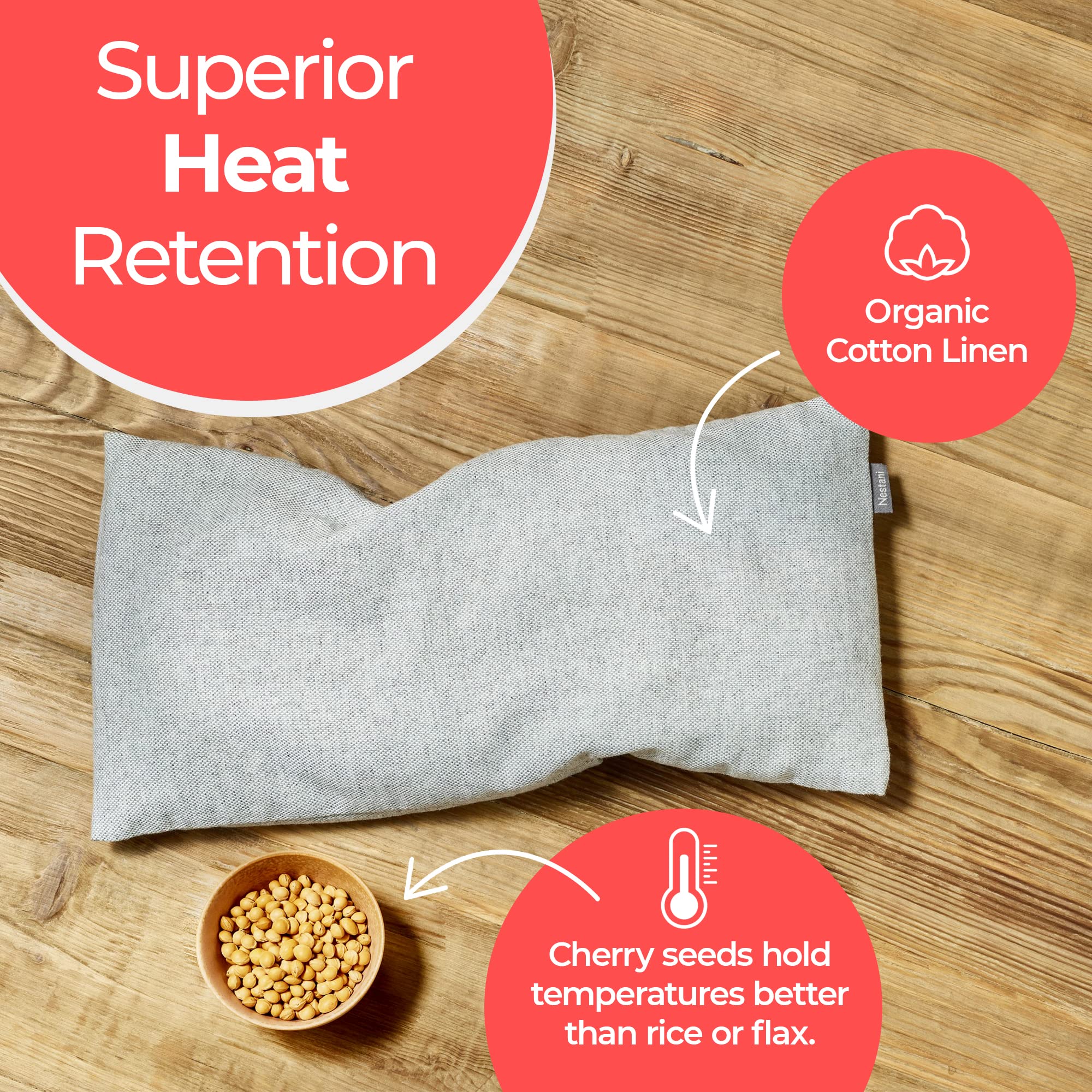 Nestani Microwavable Heating Pad, Cherry Seed Reusable Heat Pack