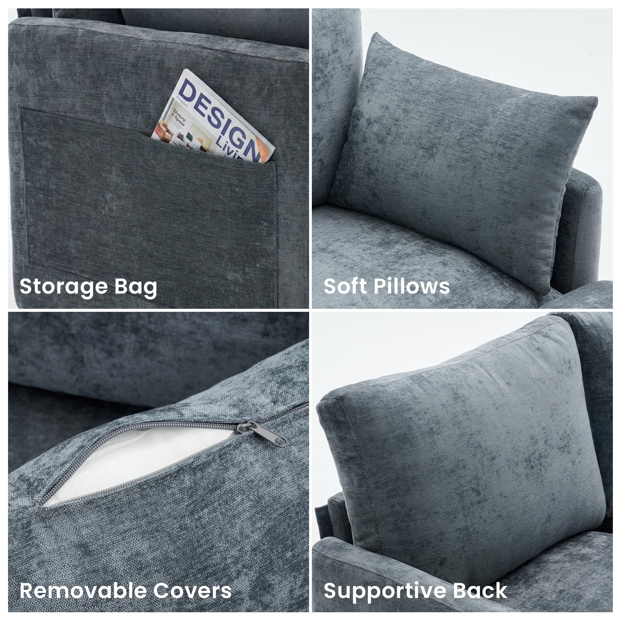 Iroomy Sectional Couch for Living Room, Comfy L Shaped Convertible Sofa, 4 Seate — product photo