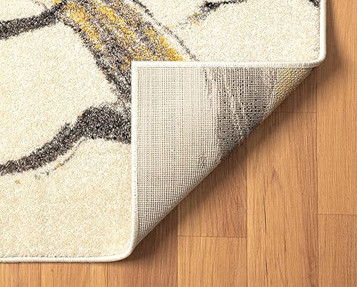 Miniatura 6 de Abani Laguna Collection - Alfombra moderna de mármol amarillo, 4 x 6 pies, para sala de estar, dormitorio y oficina