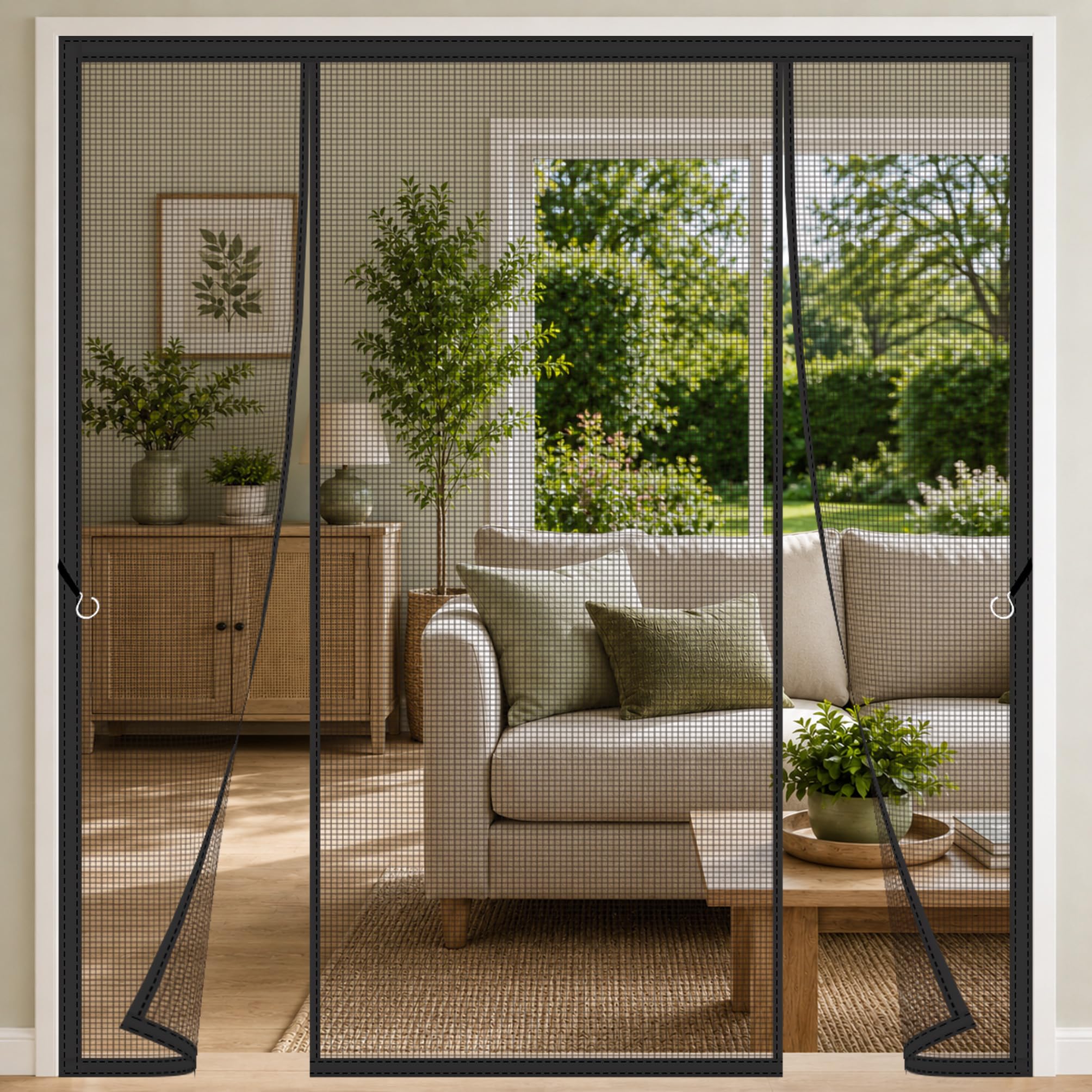 Shuruo Black Magnetic Fly Screen For Sliding Doors 250X215cm Double Door Magnetic Mesh Screen With Bottom Weights And Neat Door Frame Fit Built For Frequent Patio Entry French Doors Summer House Doorway