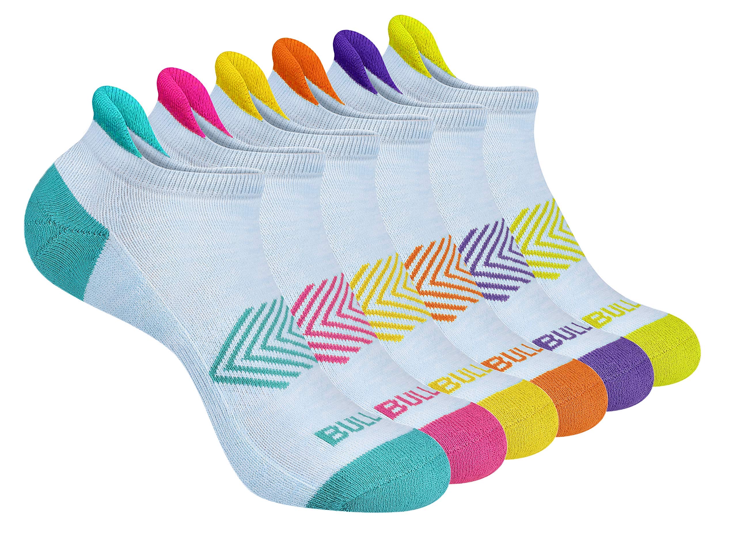 BULLIANT Women Cushioned Running Ankle Socks Anti-Slip Y-Heel No Show 6Pack