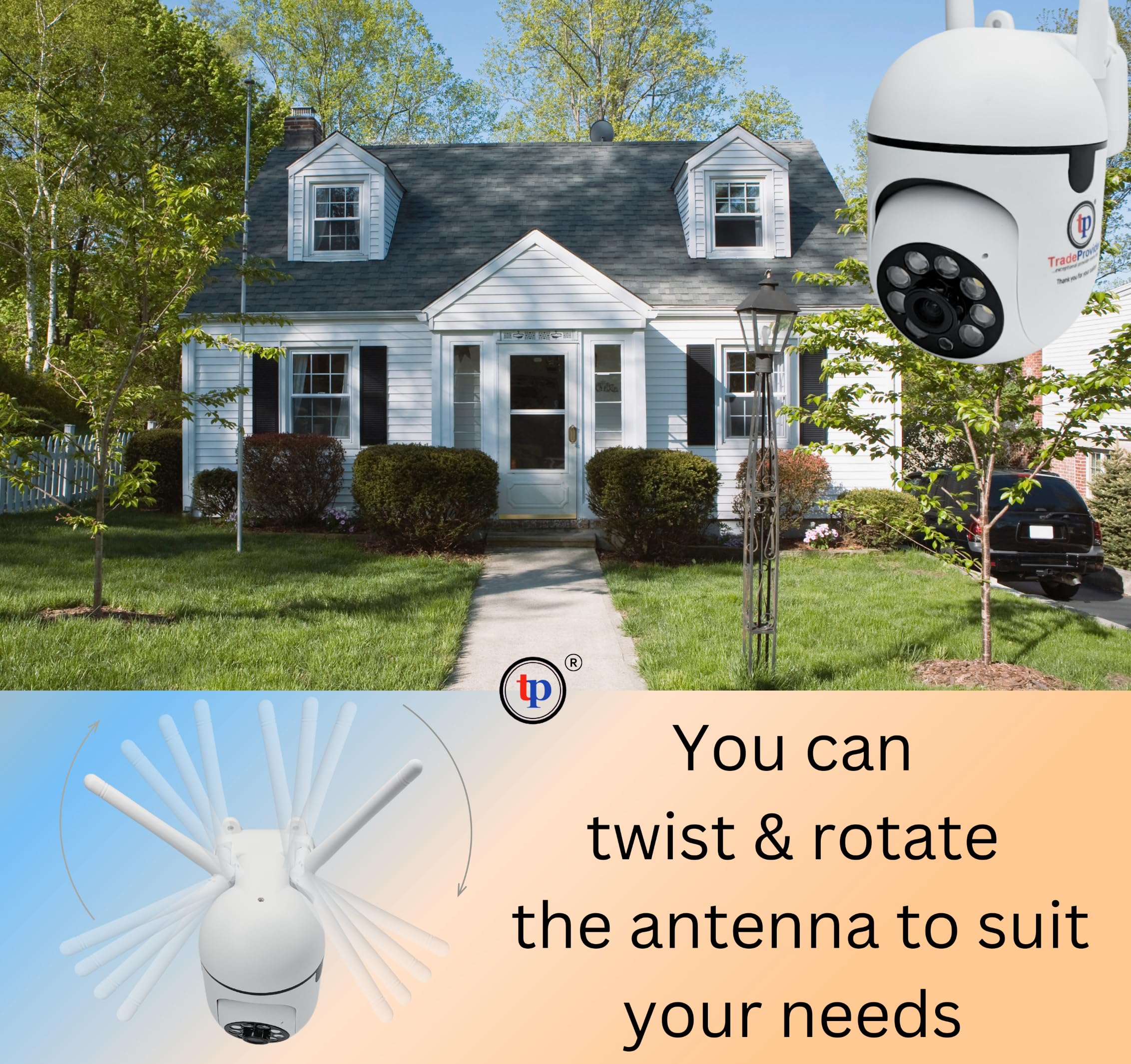 TradeProvider® Wifi Security Camera CCTV Pet Dog Cat Baby Camera Free Cloud Storage & SD/TF Card Reader AI Motion Detection 1080P Dome Camera PTZ Night Vision 2-Way Audio Home Security (White) - Image 3