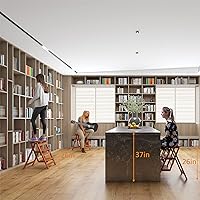 Vista 3 de KINGBO Step Stool for Adults/Step Ladder/Counter Chair, 3-Step Folding Portable Wooden Step Stool, Anti-Slip & Lightweight (Nut - Brown)