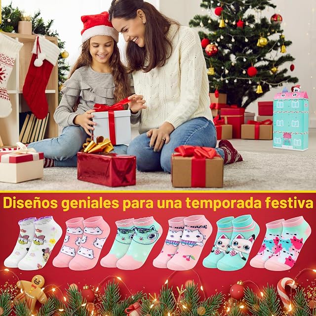 Foto 2 de 6 de Get Trend Gabby's Dollhouse Calendario Adviento 2026 con Calcetines Niña, 24 Pares de Calcetines Transpirables