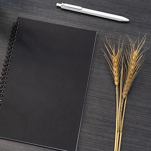 Miniatura 5 de Paquete de 2 cuadernos universitarios de 8.65 x 5.9 pulgadas, cuaderno de espiral de cubierta negra suave, bloc de notas de notas, cuaderno de