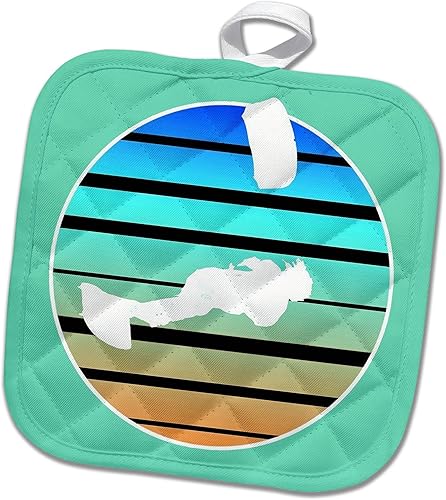 3dRose Lets Fly A Kite White Silhouette Kitesurf Retro Vector Art - Potholders (PHL_353301_1)