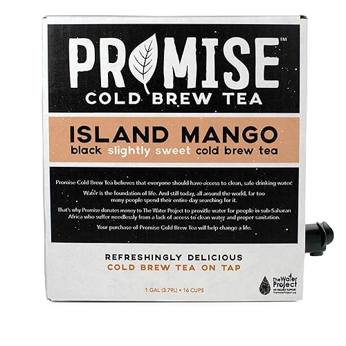 Miniatura 6 de Promise Beverages Slightly Sweet Island Mango Cold Brew Tea On Tap (1 galón128 onzas líquidas) Líquido en bolsa certificada por Rainforest Alliance,