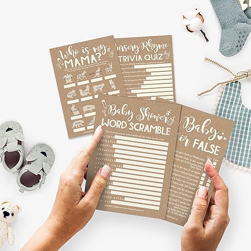 Miniatura 2 de Hadley Designs 25 palabras rústicas para baby shower, 25 juegos verdaderos o falsos, 25 juegos de animales para bebés, 25 juegos de rimas para